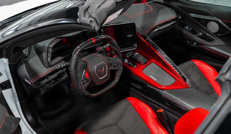 Corvette C8 Red Carbon Fiber Center Console Overlay