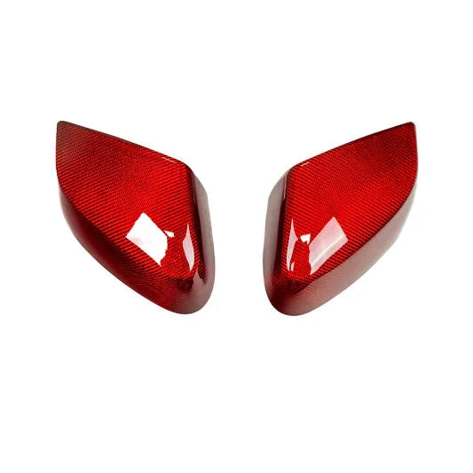 Corvette C8 Red Carbon Fiber Mirror Cap Overlays