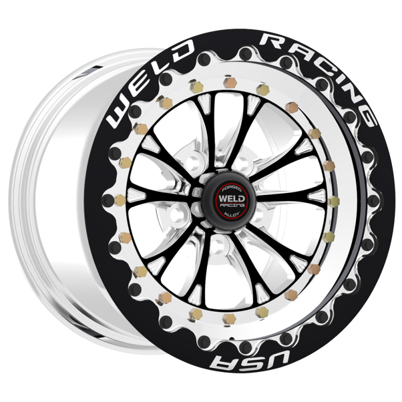 Weld Vitesse Beadlock 15x10/5x120/3.5 BS/3.18 HB-Black Center-Polished Shell-Black SBL MT Wheel
