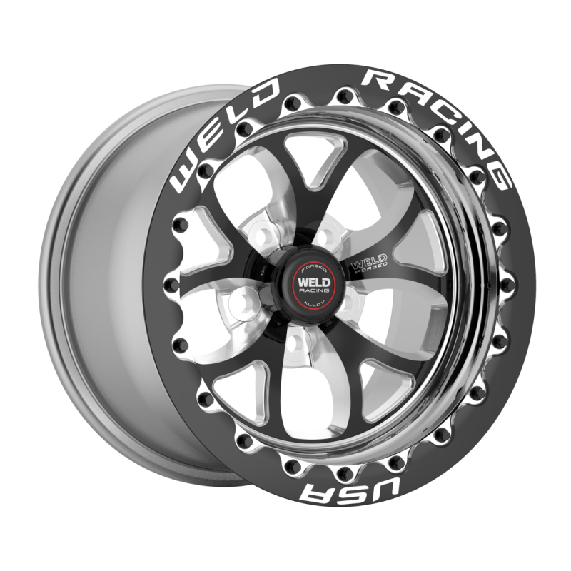 Weld S76 Beadlock 15x8/5x114.3/5.5 BS/3.18 HB - Black Center - Polished Shell - Black SBL MT Wheel