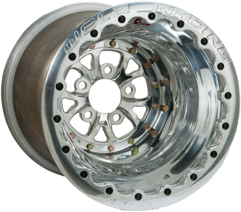 Weld V-Series 15x16 / 5x4.5 / 5 BS / 3.18 HB - Polished Center - Polished Shell - DBL MT Wheel