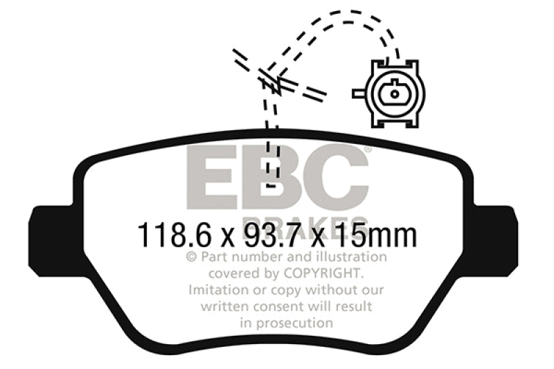 EBC 14-17 Maserati Ghibli (330 PS Package ONLY) Yellowstuff Rear Brake Pads