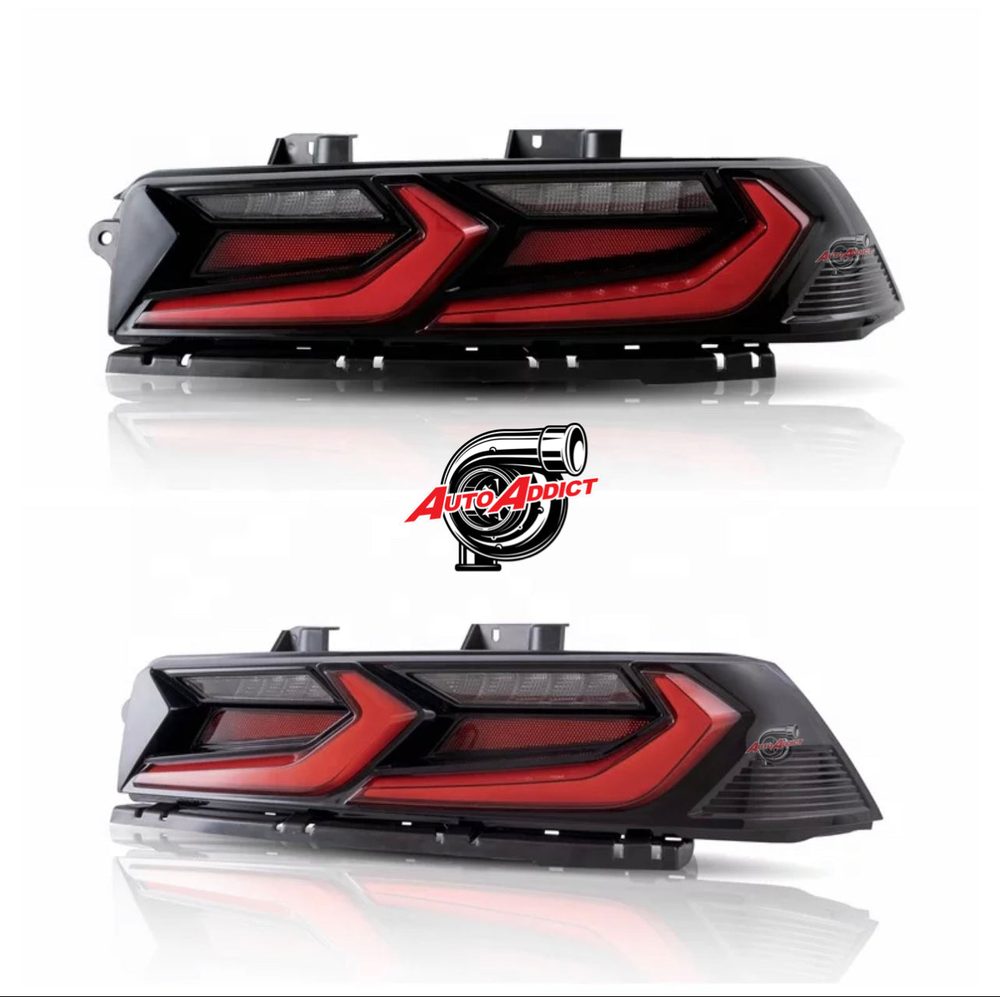 2012-2013 CHEVY CAMARO VELOX LED TAILLIGHTS GLOSS BLACK/RED LENS + CUSTOM HARNESS image 0