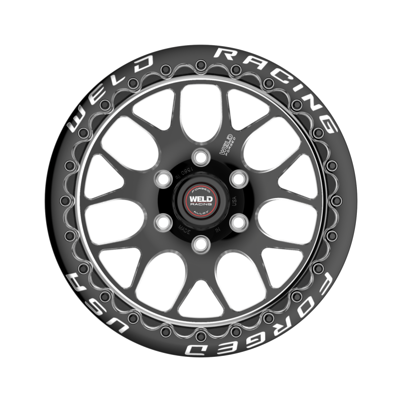 Weld S77 HD Beadlock 15x10/6x127/7.5 BS/3.54 HB-Black Center-Polished Shell-Black SBL MT Wheel
