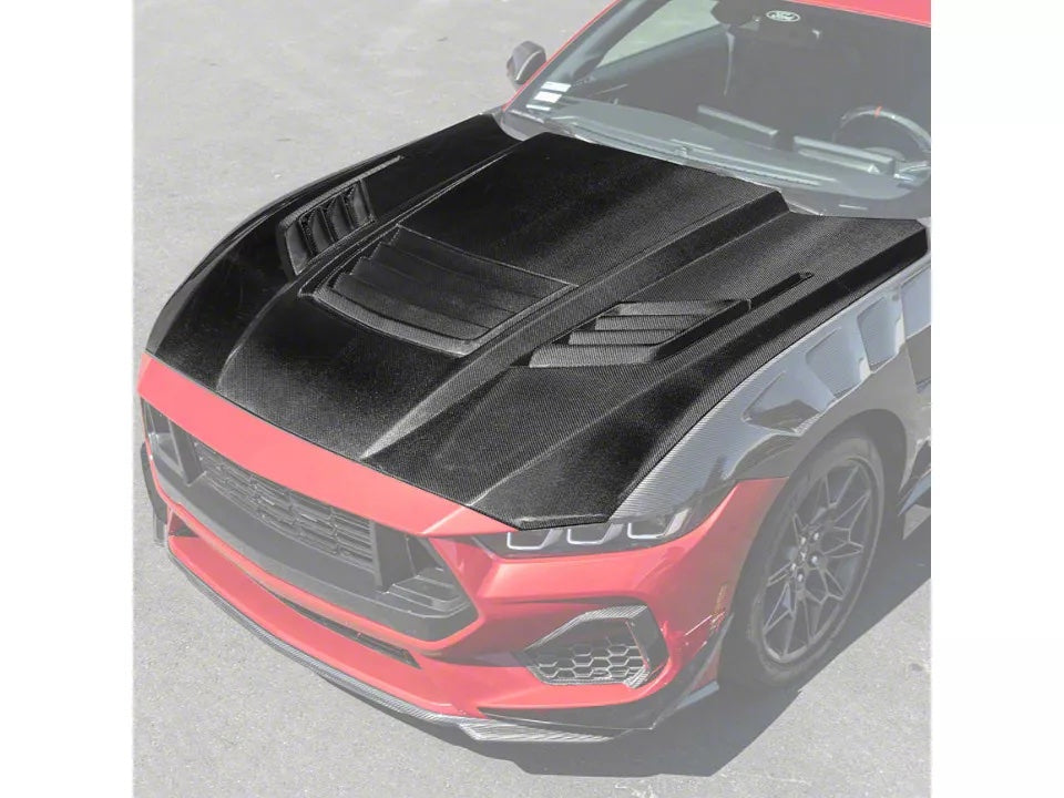 2015–2023 Ford Mustang Super Snake Style Carbon Fiber Hood image 1