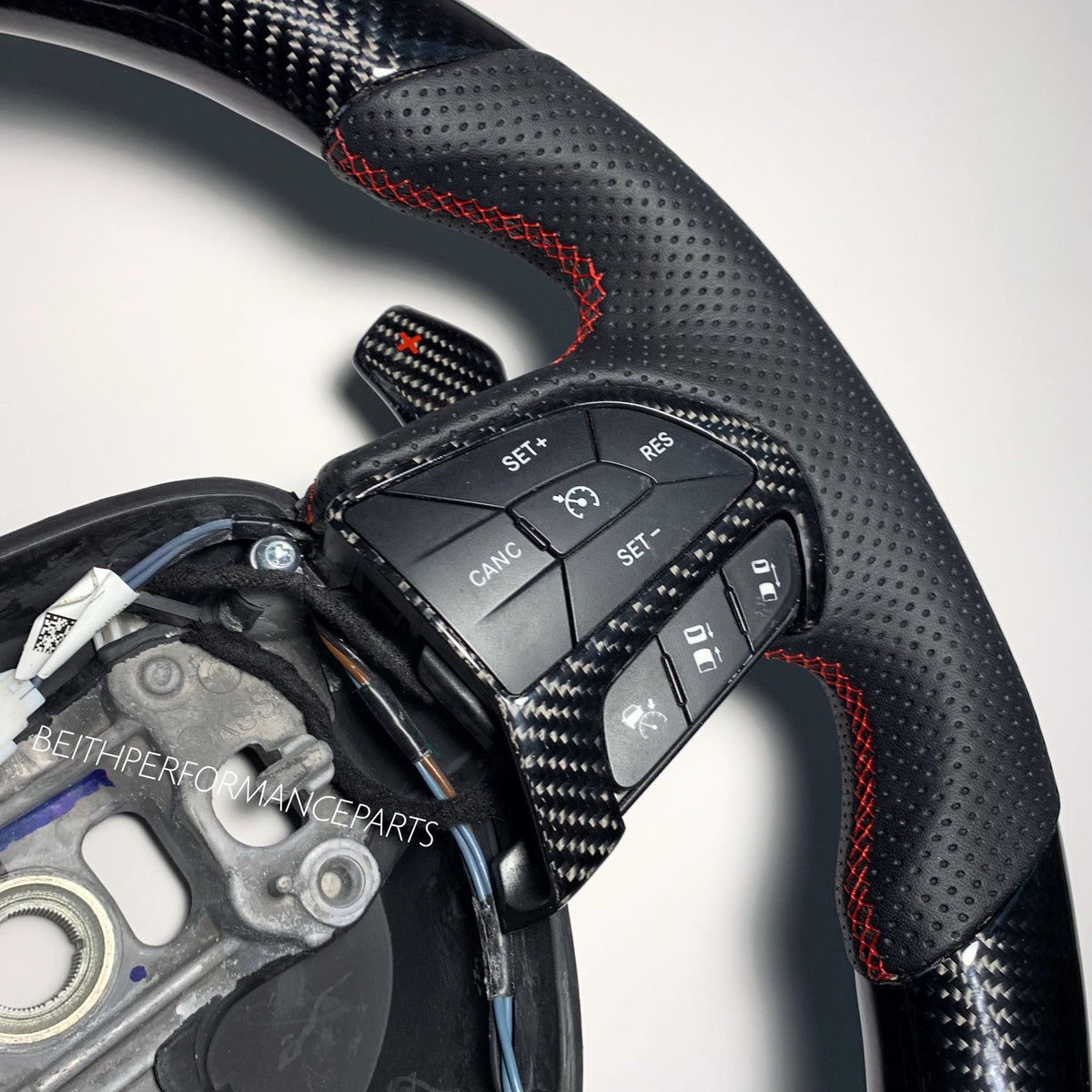2015+ Dodge Charger/Challenger Hellcat – Carbon – Red Stitching