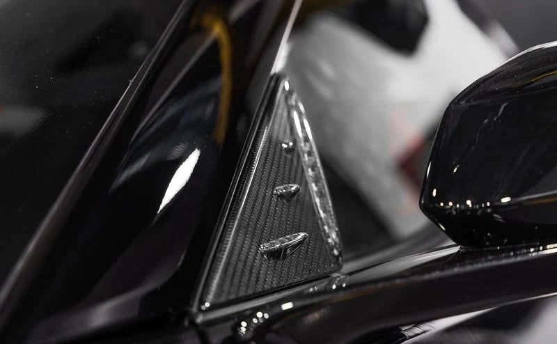 C8 Corvette Carbon Flash Anti-Buffeting A-Pillar Trim Overlays