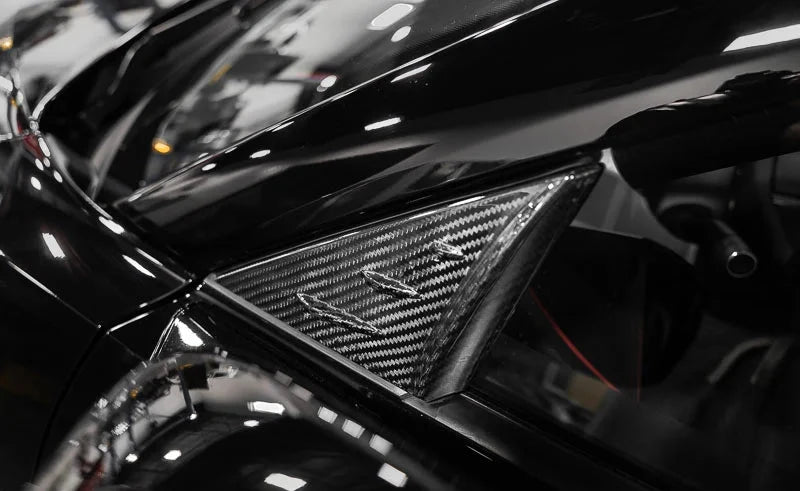 C8 Corvette Carbon Flash Anti-Buffeting A-Pillar Trim Overlays