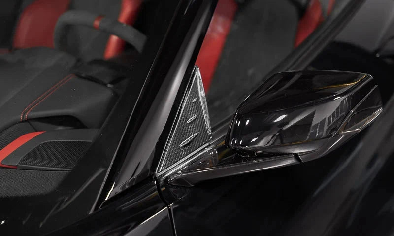 C8 Corvette Carbon Flash Anti-Buffeting A-Pillar Trim Overlays