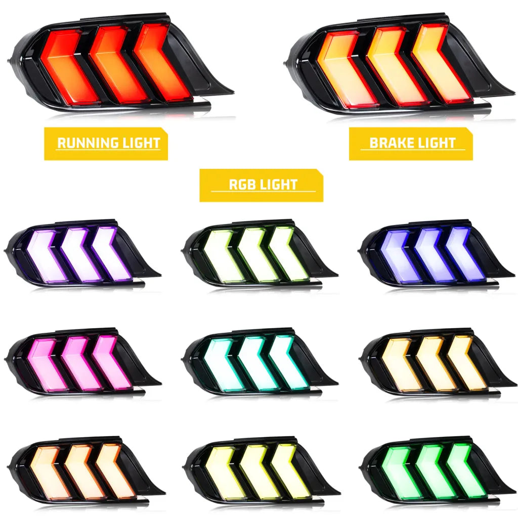 2015-2023 Ford Mustang S650 Style Tail Lights RGB DRL Animation