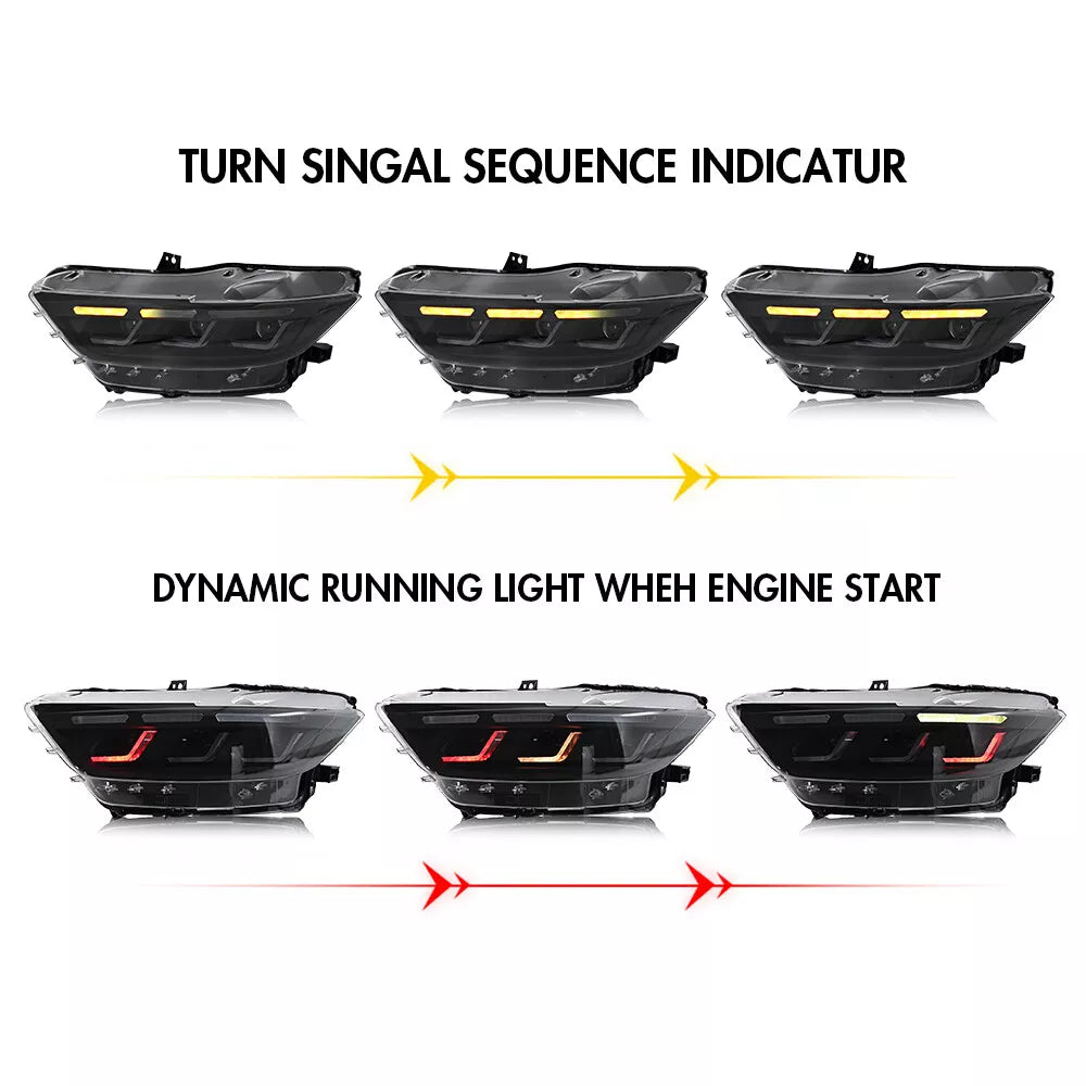 2015-2017 Ford Mustang S650 Style Headlights - Flow Series
