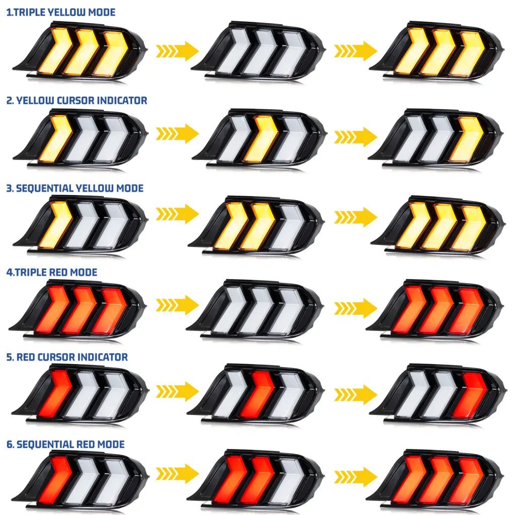 2015-2023 Ford Mustang S650 Style Tail Lights RGB DRL Animation