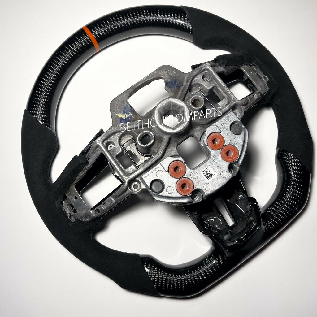 2018+ Mustang – Carbon – Orange Stripe , Black Alcantara