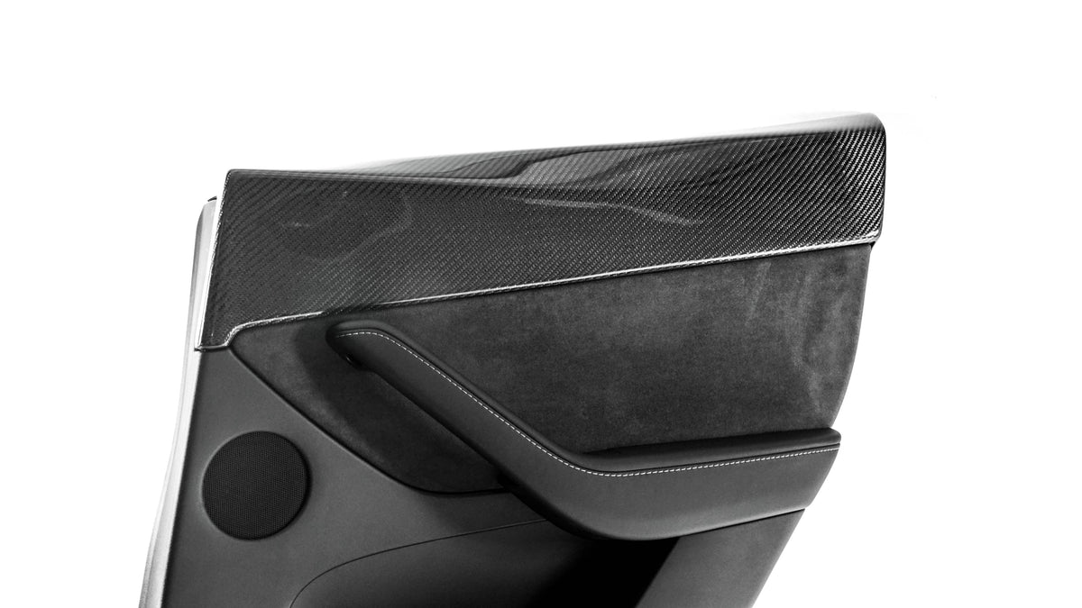 Tesla Model Y Carbon Fiber LG586 Rear Door Trim Covers - EXCLUSIVE