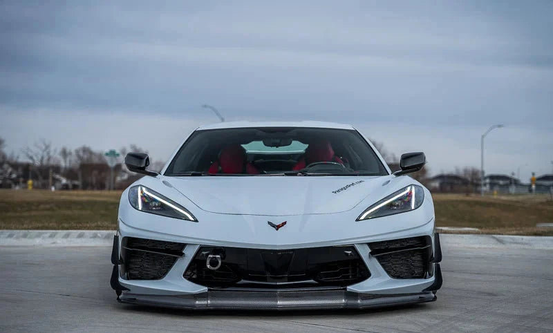 Verus Engineering Carbon Polyweave Front Splitter Kit with Carbon Fiber Air Dam - C8 Corvette