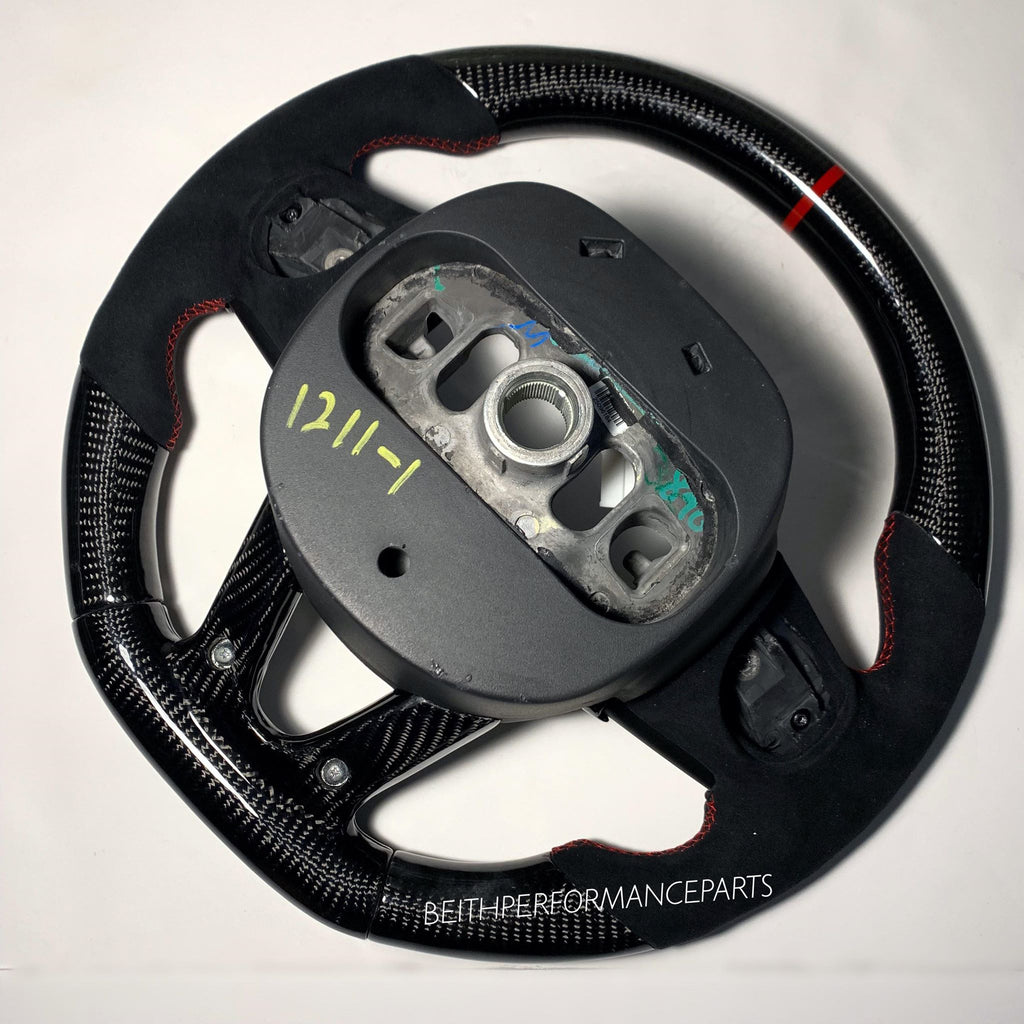 2015+ Dodge Charger/Challenger – Carbon – Black Alcantara, Red Stitching